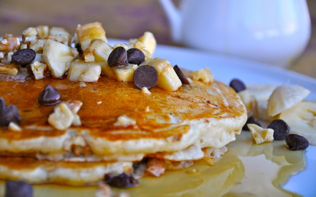 A Morning Quickie:  Chocolate Banana Walnut Pancakes
