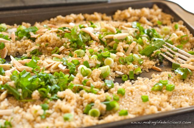 Toasted Quinoa Salad with Almonds, Green Onions & Cilantro
