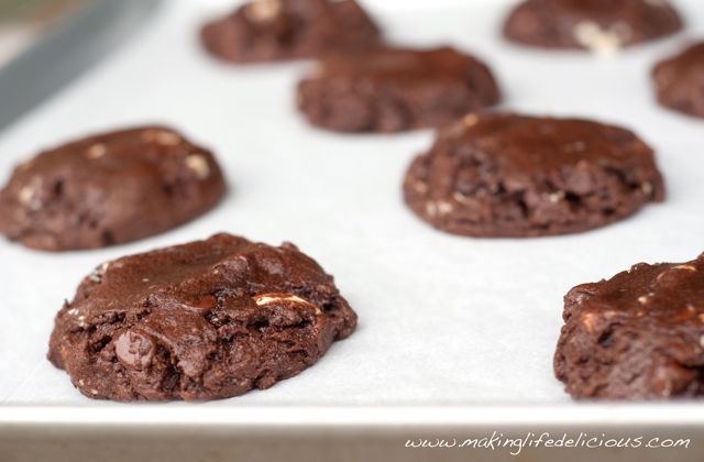 Fudgy Triple Chocolate Cookies