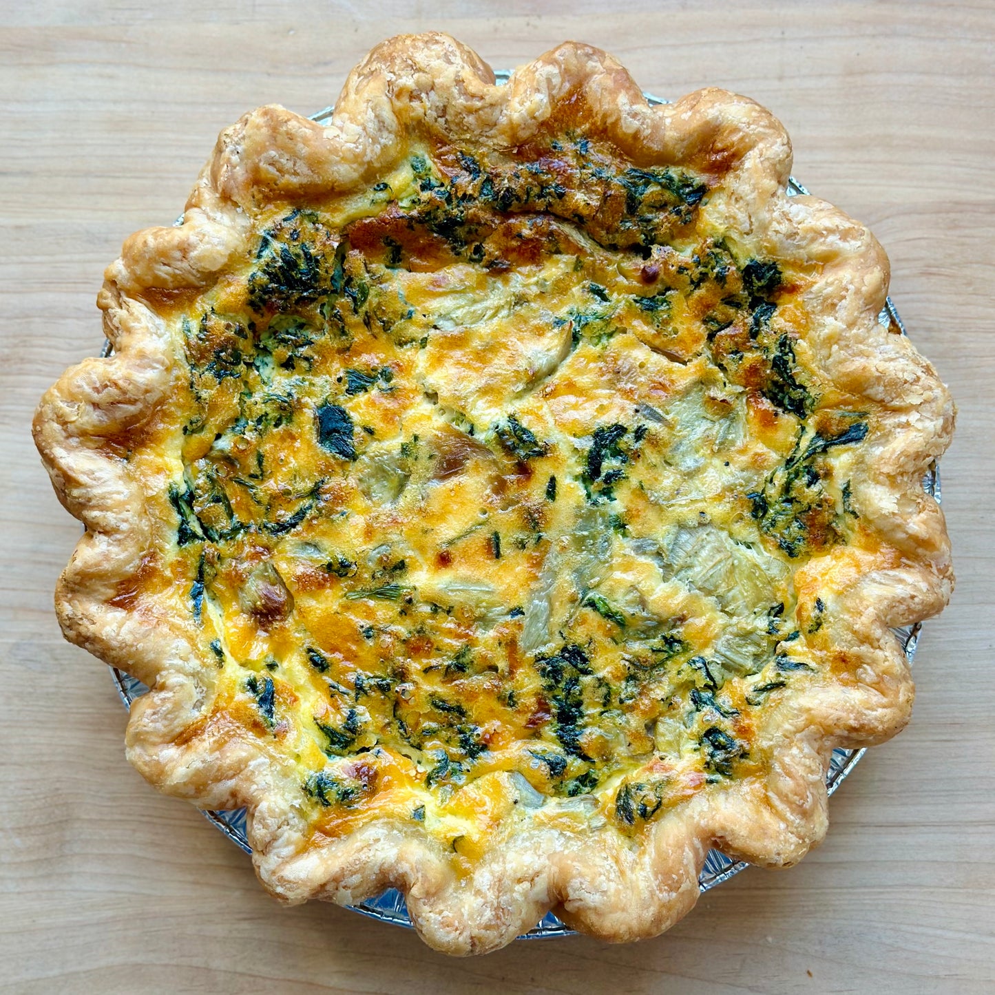Quiche - Artichoke Hearts, Spinach, Parmesan and Mozzarella (veg)