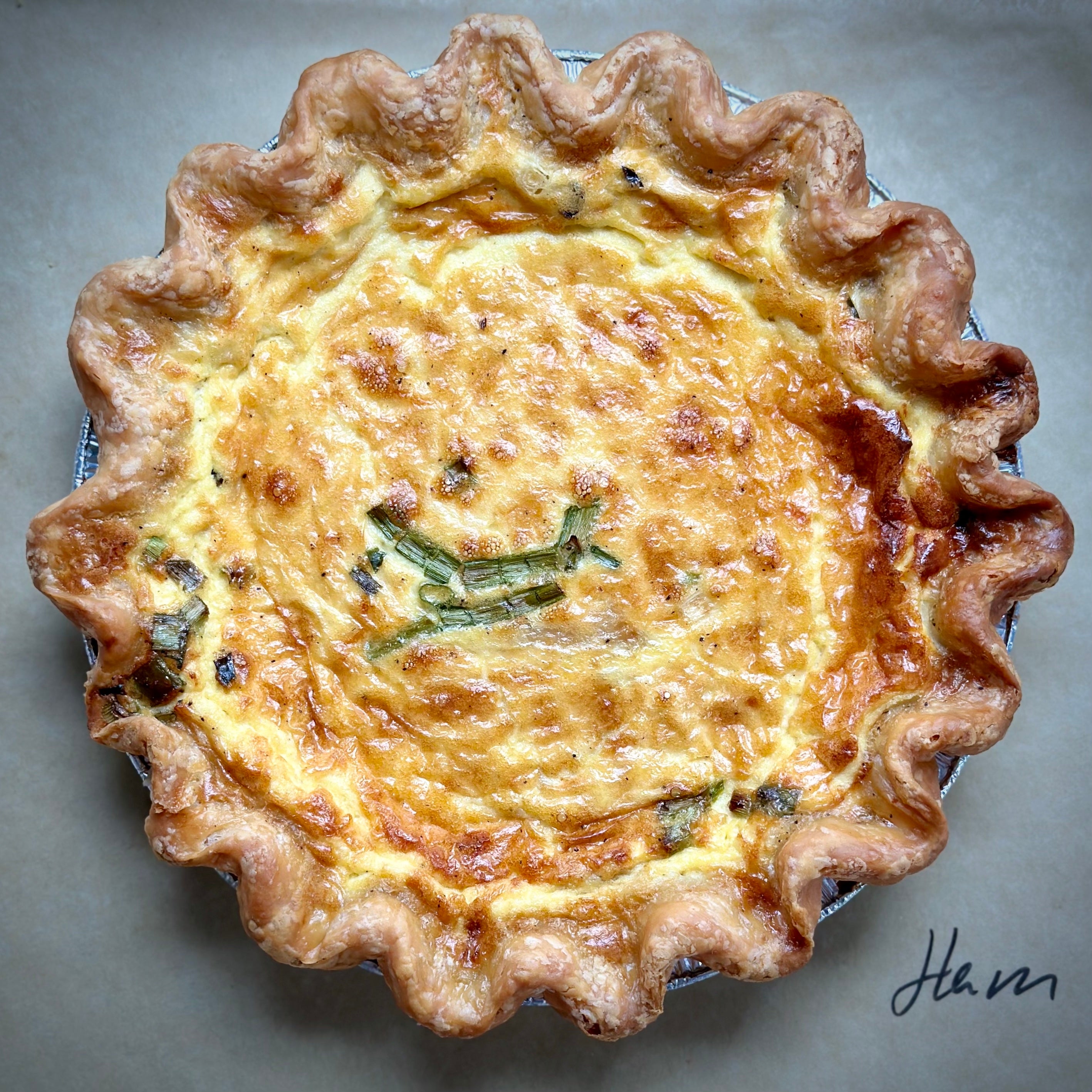 Quiche Black Forrest Ham, Monterey Jack & Fresh Scallions Livin