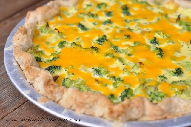 Warm Broccoli Cheddar Pancetta Quiche for a Cold and Rainy Day at the End of a Hard Week