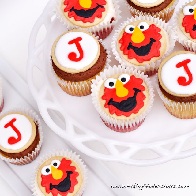 Elmo Cupcakes for Jonah