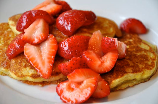 Quinoa Pancakes with Sweet Strawberries