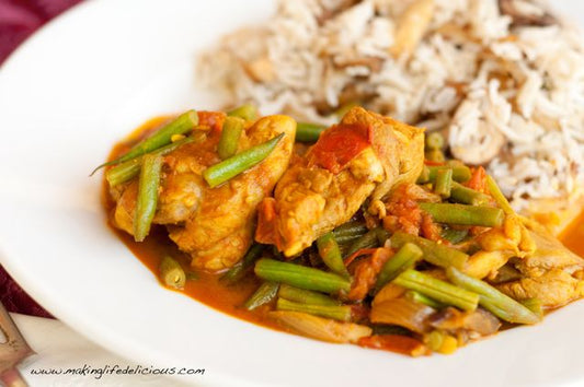 My Private Indian Cooking Lesson:  Variation on VIJ’s Chicken, Tomato and Green Bean Curry as Prepared by Meeru Dhalwala