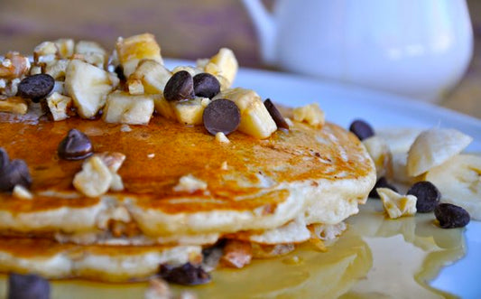 A Morning Quickie:  Chocolate Banana Walnut Pancakes