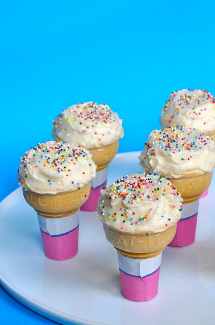 Festive Birthday Cupcake Cones:  More Frosting Equals Better!