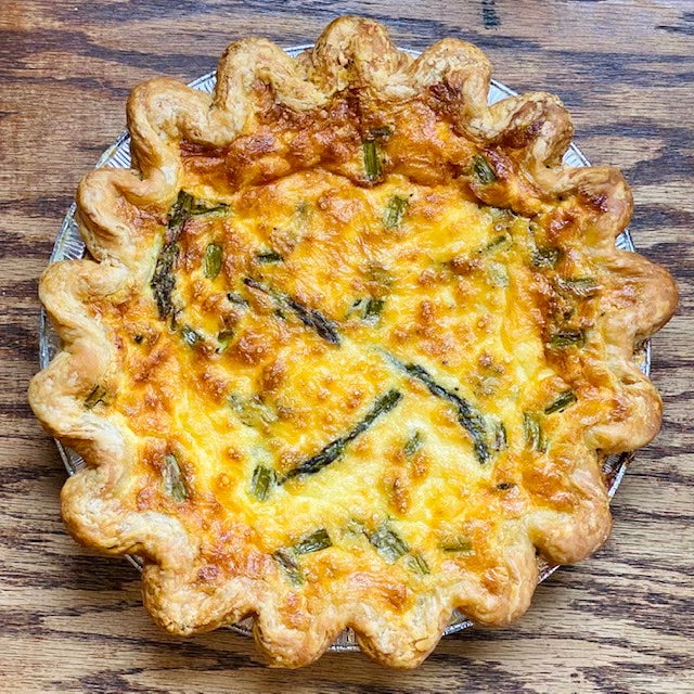 Quiche - Roasted Asparagus, Swiss Cheese and Caramelized Onions