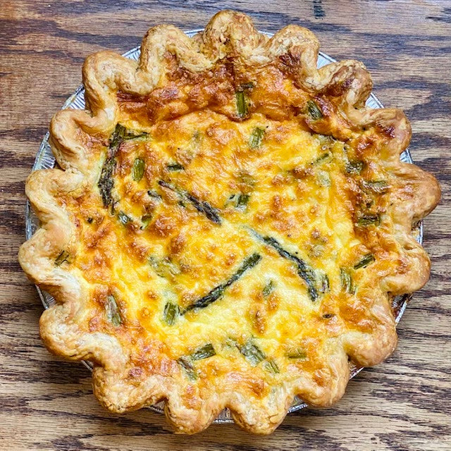 Quiche - Fresh Asparagus, Swiss Cheese and Caramelized Onions