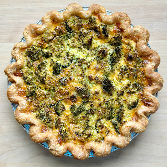 Quiche - Roasted Broccoli, White Cheddar & Caramelized Onions (veg)