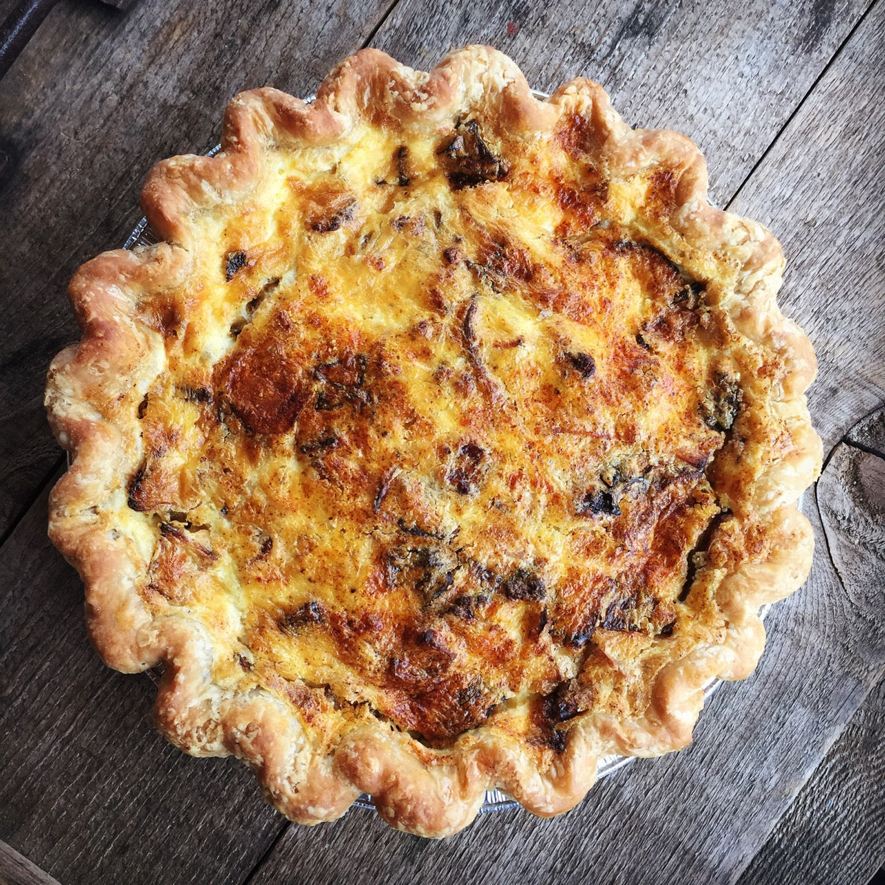 Quiche - Organic Sage Sausage, Sun Dried Tomato, White Cheddar & Caramelized Onion