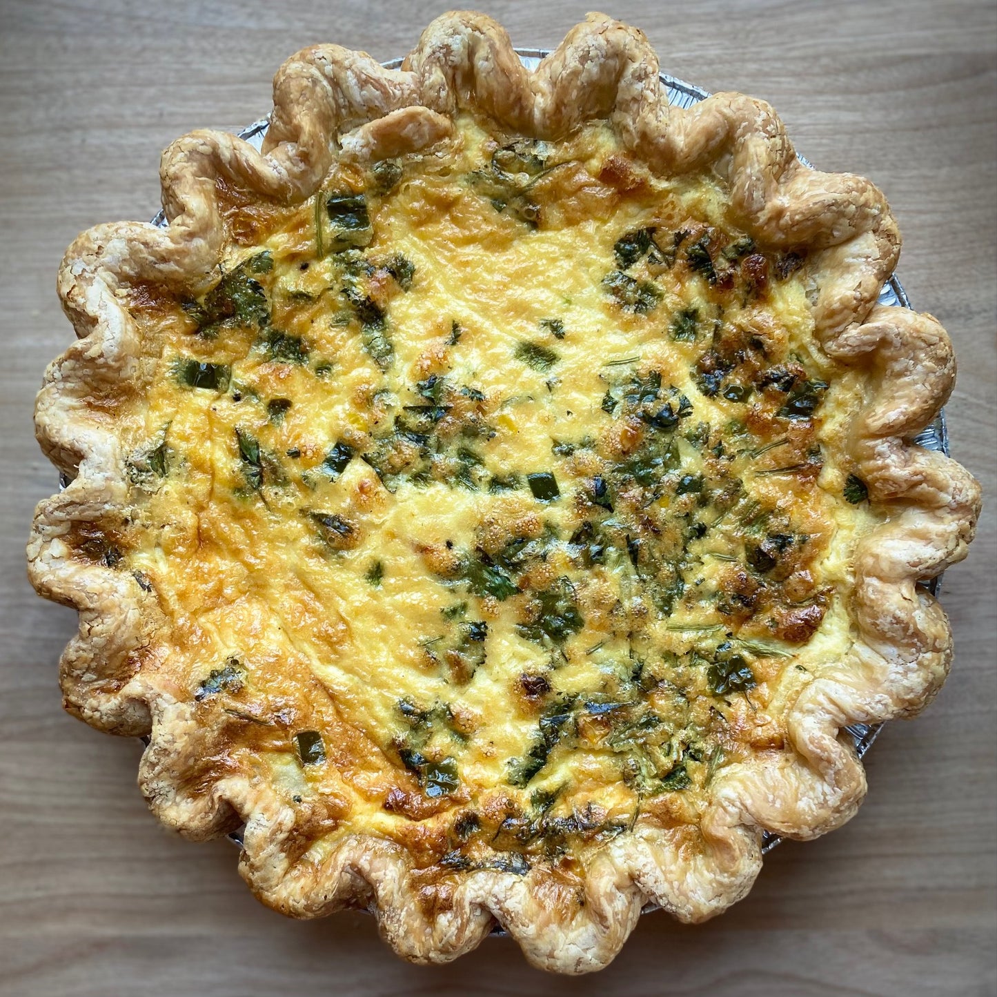 Quiche: Organic Sage Sausage, Roasted Poblano, Corn & Jack