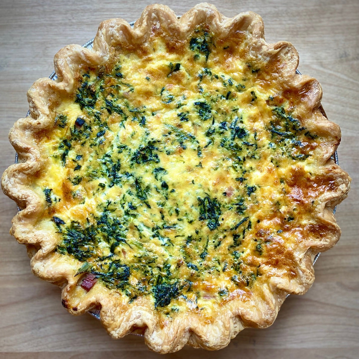 Quiche - Spinach, Cheddar & Caramelized Onion (veg) - 10"