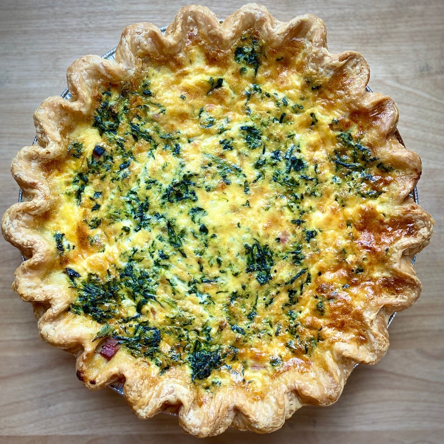 Quiche - Spinach, Bacon & White Cheddar with Caramelized Onions